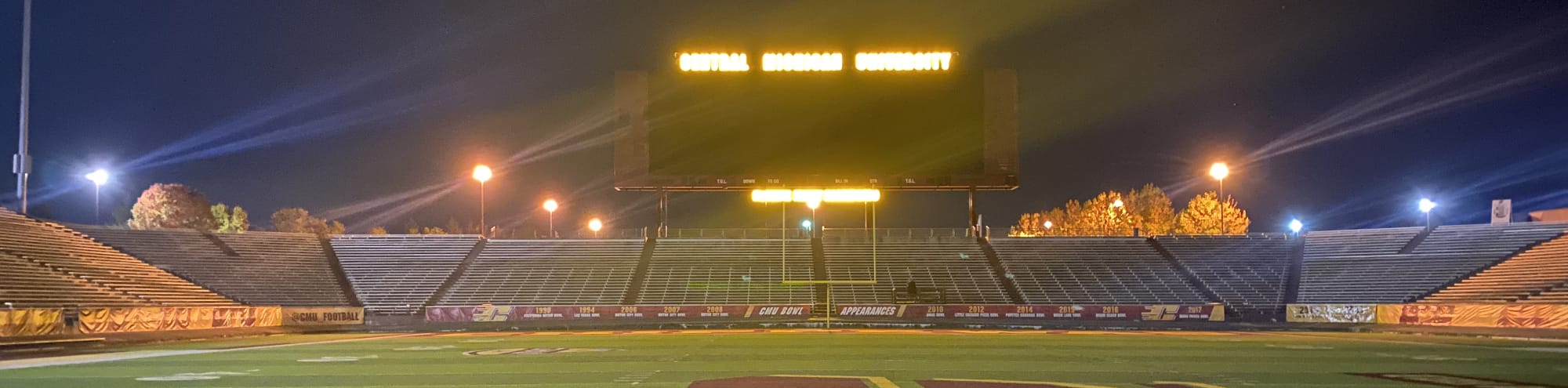 empty football stadium at night under the lights St Louis